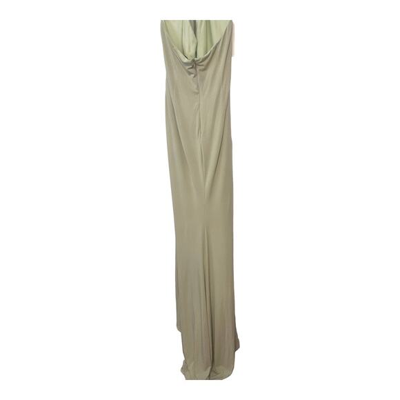 Katie May Jupiter Gown Maxi Halter Neck Ruched Jersey Side Slit Sage Size Large - Picture 12 of 16